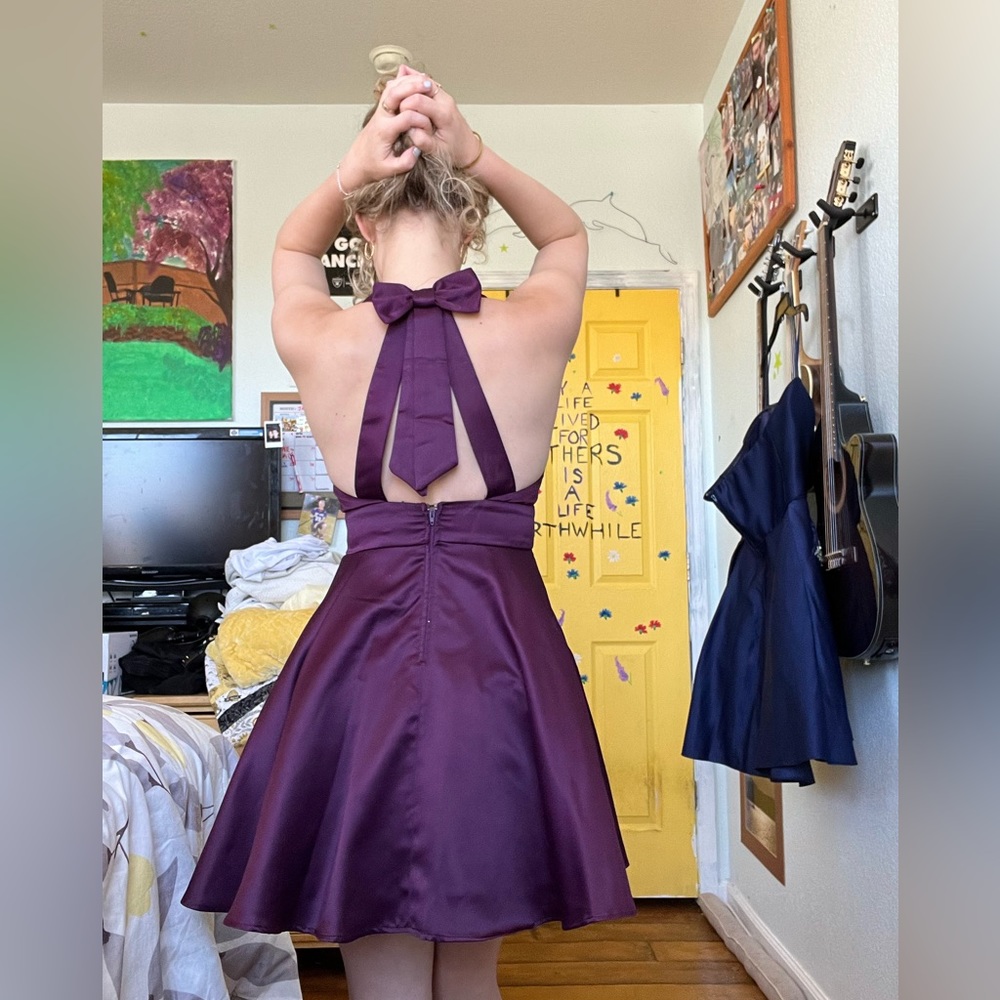 Plum cocktail dress with bow!